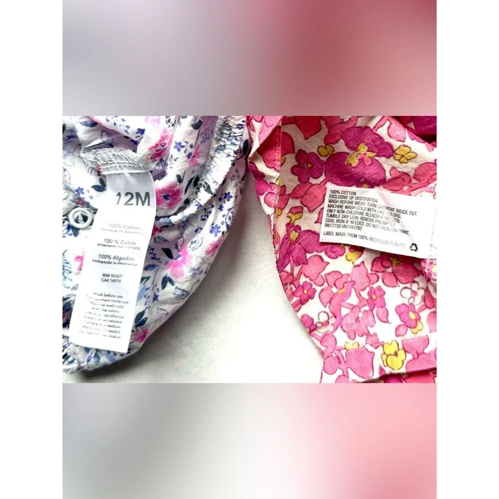 OshKosh Baby Girl Floral Top & Long Sleeve Bodysuit Lot – Size 12M